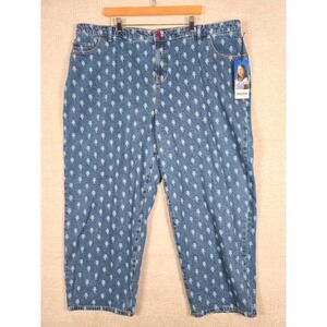 Joaquina for JCPenney Womens 22W Lightning Bolt Print Jeans Medium Wash Blue NEW